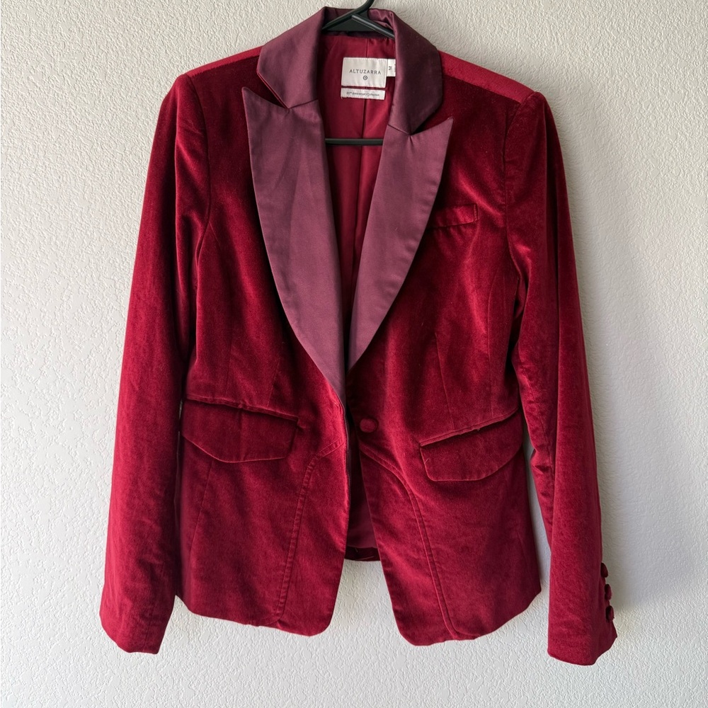 Altuzarra Velvet Blazer in Deep Wine | Women’s Medium